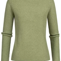 Tom Tailor Damen Viskose Strickpullover Sweater Vokuhila Calm Grün Melange