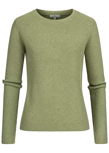 Tom Tailor Damen Viskose Strickpullover Sweater Vokuhila Calm Grün Melange 3 Tom Tailor Damen Viskose Strickpullover Sweater Vokuhila Calm Grün Melange