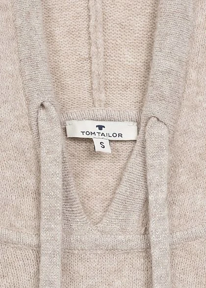 Tom Tailor Damen Lurex Hoodie Kapuze Glitzerdetails Am Saum Rippbündchen Warm Beige Mel 6 Tom Tailor Damen Lurex Hoodie Kapuze Glitzerdetails Am Saum Rippbündchen Warm Beige Mel – Bild 4