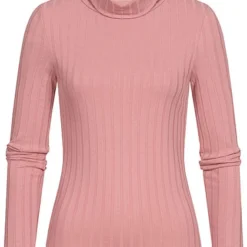 Tom Tailor Damen Rollkragen Strukturpullover Longsleeve Cozy Rosa