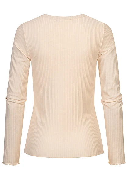 Tom Tailor Damen Ribbed Frill Longsleeve Soft Creme Beige 4 Tom Tailor Damen Ribbed Frill Longsleeve Soft Creme Beige – Bild 2
