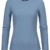 Tom Tailor Damen Ribbed Frill Longsleeve Soft Mid Blau 1 Tom Tailor Damen Ribbed Frill Longsleeve Soft Mid Blau -Vero Moda Verkaufsgeschäft 21010020