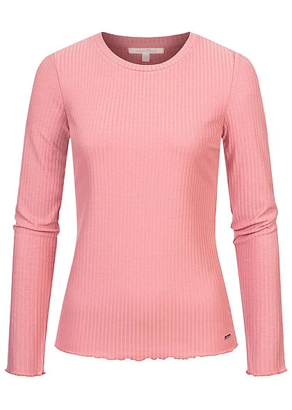 Tom Tailor Damen Ribbed Frill Longsleeve Cozy Rosa 2 Tom Tailor Damen Ribbed Frill Longsleeve Cozy Rosa