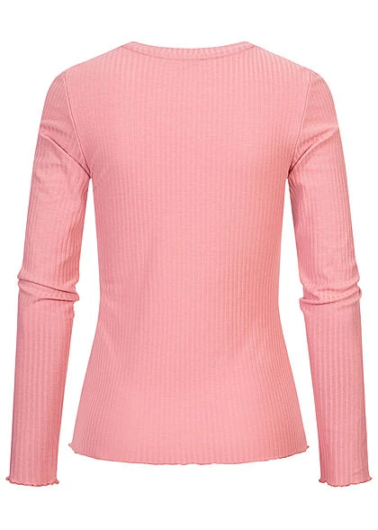 Tom Tailor Damen Ribbed Frill Longsleeve Cozy Rosa 3 Tom Tailor Damen Ribbed Frill Longsleeve Cozy Rosa – Bild 2