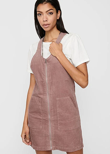 JACQUELINE DE YONG JDY By ONLY Damen Mini Cord Jeans Kleid Mit Zipper Vone 2-Pockets Woodrose Rosa 4 JACQUELINE DE YONG JDY By ONLY Damen Mini Cord Jeans Kleid Mit Zipper Vone 2-Pockets Woodrose Rosa – Bild 2