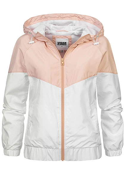 Urban Classics Damen Pull Over Jacke Windbreaker Arrow Print Hell Pink Weiss 3 Urban Classics Damen Pull Over Jacke Windbreaker Arrow Print Hell Pink Weiss