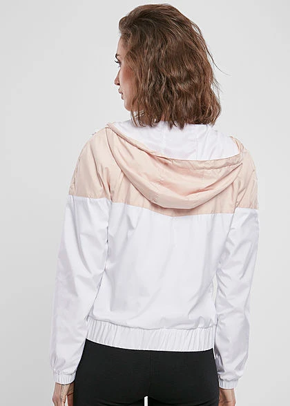 Urban Classics Damen Pull Over Jacke Windbreaker Arrow Print Hell Pink Weiss 6 Urban Classics Damen Pull Over Jacke Windbreaker Arrow Print Hell Pink Weiss – Bild 4