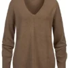 Sublevel Damen V-Neck Strickpullover Mit Rippblenden Braun Melange -Vero Moda Verkaufsgeschäft 21010157