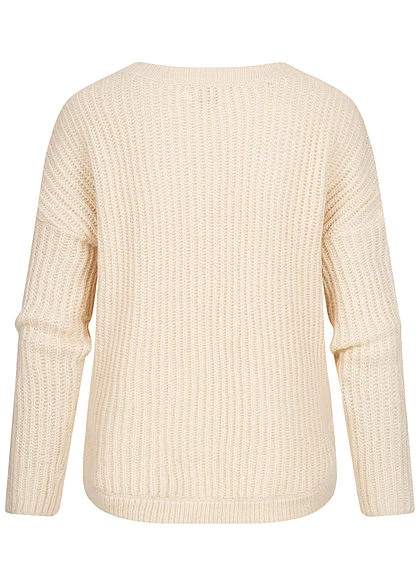 ONLY Damen NOOS Struktur Strickpullover Sweater Lockere Passform Whitecap Gray Beige 6 ONLY Damen NOOS Struktur Strickpullover Sweater Lockere Passform Whitecap Gray Beige – Bild 4