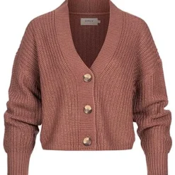 ONLY Damen NOOS V-Neck1 Strickcardigan Mit Knopfleiste Nostalgia Dunkel Rose Lila