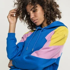 Urban Classics Damen Oversize Colorblock Hoodie 3-Tone Bright Blau Gelb Pink -Vero Moda Verkaufsgeschäft 21020393 3