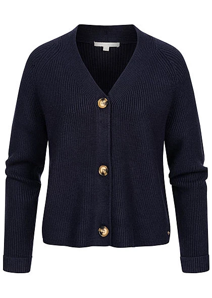 Tom Tailor Damen V-Neck Jacquard-Struktur Cardigan Strickjacke Real Navy Blau 3 Tom Tailor Damen V-Neck Jacquard-Struktur Cardigan Strickjacke Real Navy Blau
