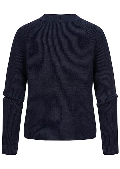 Tom Tailor Damen V-Neck Jacquard-Struktur Cardigan Strickjacke Real Navy Blau 4 Tom Tailor Damen V-Neck Jacquard-Struktur Cardigan Strickjacke Real Navy Blau – Bild 2