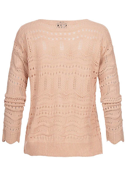 Styleboom Fashion Damen Kurzer Grobstrick Cardigan Lochmuster Burlwood Pink 4 Styleboom Fashion Damen Kurzer Grobstrick Cardigan Lochmuster Burlwood Pink – Bild 2