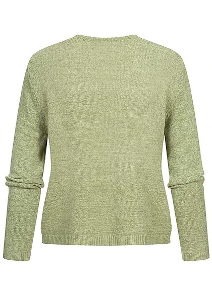 Hailys Damen V-Neck Longsleeve Pullover Strukturstoff Soft Grün 4 Hailys Damen V-Neck Longsleeve Pullover Strukturstoff Soft Grün – Bild 2