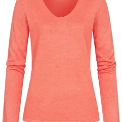 Tom Tailor Damen Basic V-Neck Pullover Strong Peach Orange