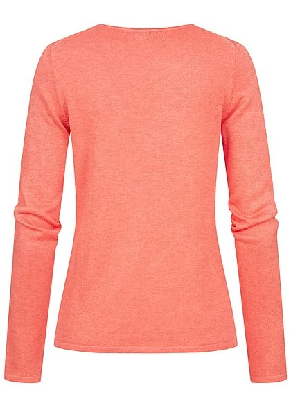 Tom Tailor Damen Basic V-Neck Pullover Strong Peach Orange 4 Tom Tailor Damen Basic V-Neck Pullover Strong Peach Orange – Bild 2