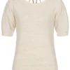 Tom Tailor Damen 1/2-Arm Shirt Rückenausschnitt Struktur Stoff Soft Creme Beige -Vero Moda Verkaufsgeschäft 21031272