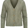 Hailys Damen Strick Cardigan Knopfleiste Blatt Lochmuster Khaki Grün 1 Hailys Damen Strick Cardigan Knopfleiste Blatt Lochmuster Khaki Grün -Vero Moda Verkaufsgeschäft 21031315