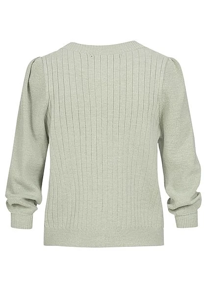 ONLY Damen 3/4 Arm V-Neck Strickcardigan Knopfleiste Desert Sage Grün Melange 4 ONLY Damen 3/4 Arm V-Neck Strickcardigan Knopfleiste Desert Sage Grün Melange – Bild 2