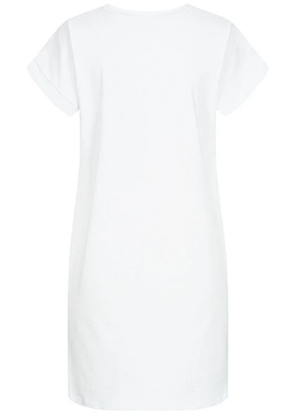 Styleboom Fashion Damen T-Shirt Kleid Woman Hat Print Weiss 5 Styleboom Fashion Damen T-Shirt Kleid Woman Hat Print Weiss – Bild 3