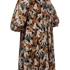 Tom Tailor Damen 3/4 Arm V-Neck Kleid Knopfleiste Monkey Print Multicolor -Vero Moda Verkaufsgeschäft 21052232 1