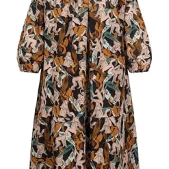 Tom Tailor Damen 3/4 Arm V-Neck Kleid Knopfleiste Monkey Print Multicolor -Vero Moda Verkaufsgeschäft 21052232 2