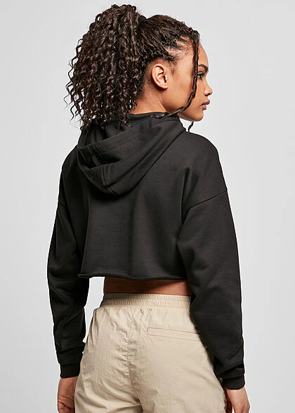 Urban Classics Damen Oversized Cropped Hoodie Schwarz 4 Urban Classics Damen Oversized Cropped Hoodie Schwarz – Bild 2