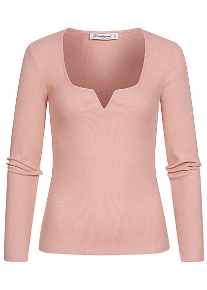 Seventyseven Lifestyle Damen Ribbed V-Neck Longsleeve Misty Rosa 3 Seventyseven Lifestyle Damen Ribbed V-Neck Longsleeve Misty Rosa