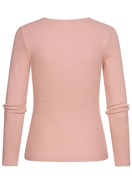 Seventyseven Lifestyle Damen Ribbed V-Neck Longsleeve Misty Rosa 4 Seventyseven Lifestyle Damen Ribbed V-Neck Longsleeve Misty Rosa – Bild 2