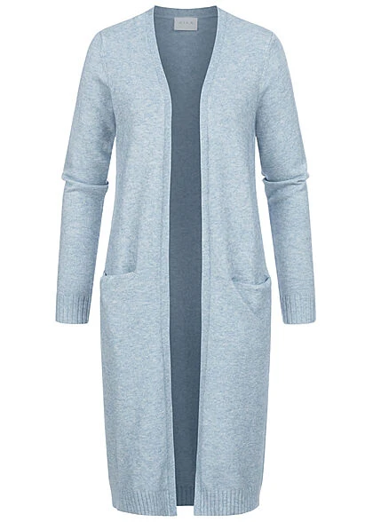 VILA Damen NOOS Longform Cardigan Offener Schnitt 2-Pockets Ashley Hell Blau 3 VILA Damen NOOS Longform Cardigan Offener Schnitt 2-Pockets Ashley Hell Blau