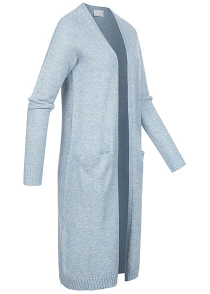 VILA Damen NOOS Longform Cardigan Offener Schnitt 2-Pockets Ashley Hell Blau 4 VILA Damen NOOS Longform Cardigan Offener Schnitt 2-Pockets Ashley Hell Blau – Bild 2