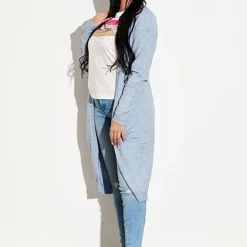 VILA Damen NOOS Longform Cardigan Offener Schnitt 2-Pockets Ashley Hell Blau 9 VILA Damen NOOS Longform Cardigan Offener Schnitt 2-Pockets Ashley Hell Blau -Vero Moda Verkaufsgeschäft 21062776 3