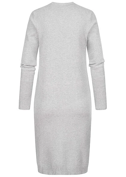 VILA Damen NOOS Longform Cardigan Offener Schnitt 2-Pockets Hell Grau Melange 5 VILA Damen NOOS Longform Cardigan Offener Schnitt 2-Pockets Hell Grau Melange – Bild 3