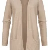 VILA Damen NOOS Longform Cardigan Offener Schnitt 2-Pockets Natural Beige Mel -Vero Moda Verkaufsgeschäft 21062782