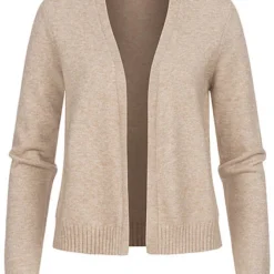 VILA Damen NOOS Strick Cardigan Offener Schnitt Natural Beige Melange