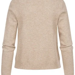 VILA Damen NOOS Strick Cardigan Offener Schnitt Natural Beige Melange -Vero Moda Verkaufsgeschäft 21062792 2