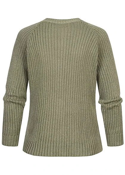 Hailys Damen V-Neck Cardigan Strickjacke Knopfleiste Hell Khaki Grün 4 Hailys Damen V-Neck Cardigan Strickjacke Knopfleiste Hell Khaki Grün – Bild 2