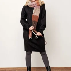 VILA Damen NOOS Oversized Strickkleid Mit Stehkragen Schwarz -Vero Moda Verkaufsgeschäft 21063289 3