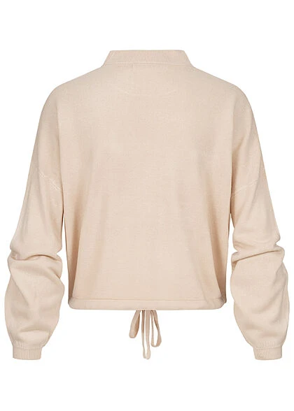 ONLY Damen High-Neck Sweater Strickpullover Fledermausärmel Mit Tunnelzug Pumice Stone 4 ONLY Damen High-Neck Sweater Strickpullover Fledermausärmel Mit Tunnelzug Pumice Stone – Bild 2