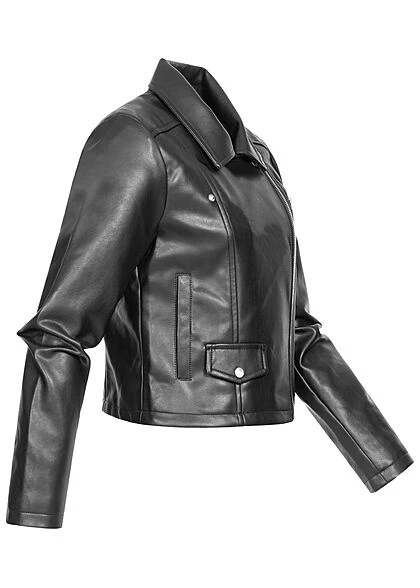 JACQUELINE DE YONG JDY By ONLY Damen NOOS Kurze Kunstleder Jacke Mit Asymmetrischen Zipper Schwarz 5 JACQUELINE DE YONG JDY By ONLY Damen NOOS Kurze Kunstleder Jacke Mit Asymmetrischen Zipper Schwarz – Bild 3