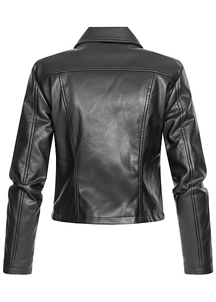 JACQUELINE DE YONG JDY By ONLY Damen NOOS Kurze Kunstleder Jacke Mit Asymmetrischen Zipper Schwarz 6 JACQUELINE DE YONG JDY By ONLY Damen NOOS Kurze Kunstleder Jacke Mit Asymmetrischen Zipper Schwarz – Bild 4