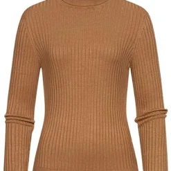 ONLY Damen NOOS Ribbed Rollkragen Pullover Longsleeve Toasted Coconut Braun