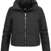 ONLY Damen NOOS Kurze Puffer Steppjacke Stehkragen 2-Pockets Schwarz