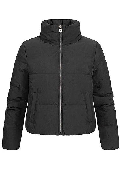 ONLY Damen NOOS Kurze Puffer Steppjacke Stehkragen 2-Pockets Schwarz 4 ONLY Damen NOOS Kurze Puffer Steppjacke Stehkragen 2-Pockets Schwarz – Bild 2