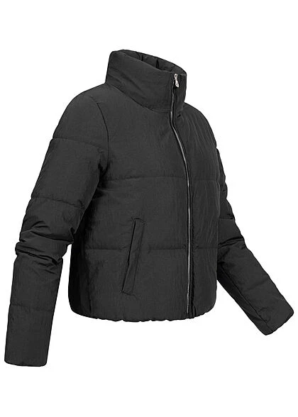 ONLY Damen NOOS Kurze Puffer Steppjacke Stehkragen 2-Pockets Schwarz 5 ONLY Damen NOOS Kurze Puffer Steppjacke Stehkragen 2-Pockets Schwarz – Bild 3