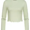 ONLY Damen Cropped Longsleeve Pullover Frill Frosty Grün -Vero Moda Verkaufsgeschäft 21083572