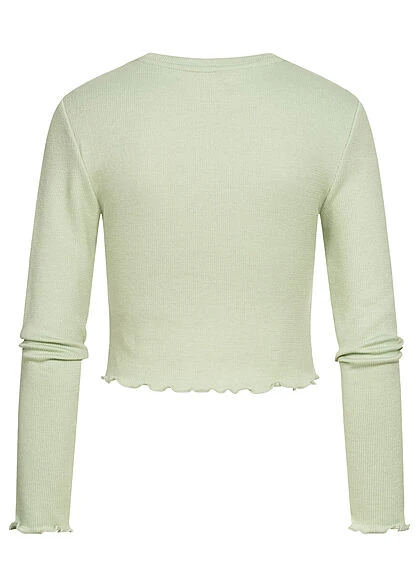 ONLY Damen Cropped Longsleeve Pullover Frill Frosty Grün 4 ONLY Damen Cropped Longsleeve Pullover Frill Frosty Grün – Bild 2