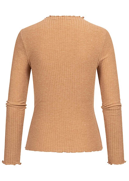 ONLY Damen NOOS Ribbed Frill Longsleeve Pullover Tobacco Braun 4 ONLY Damen NOOS Ribbed Frill Longsleeve Pullover Tobacco Braun – Bild 2