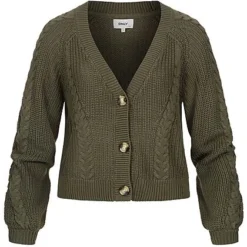 ONLY Damen NOOS V-Neck Struktur Strickcardigan Mit Knopfleiste Kalamata Oliv